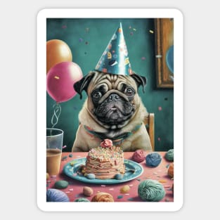 Pug Dog Birthday Card #5 Sticker